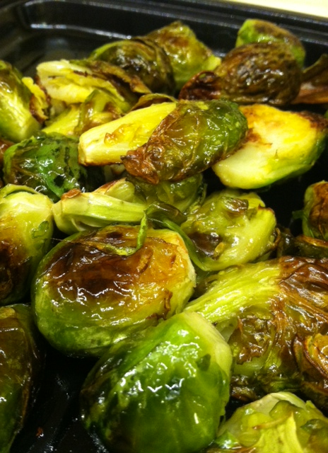 Yummy roasted Brussels sprouts with olive oil and sea salt.