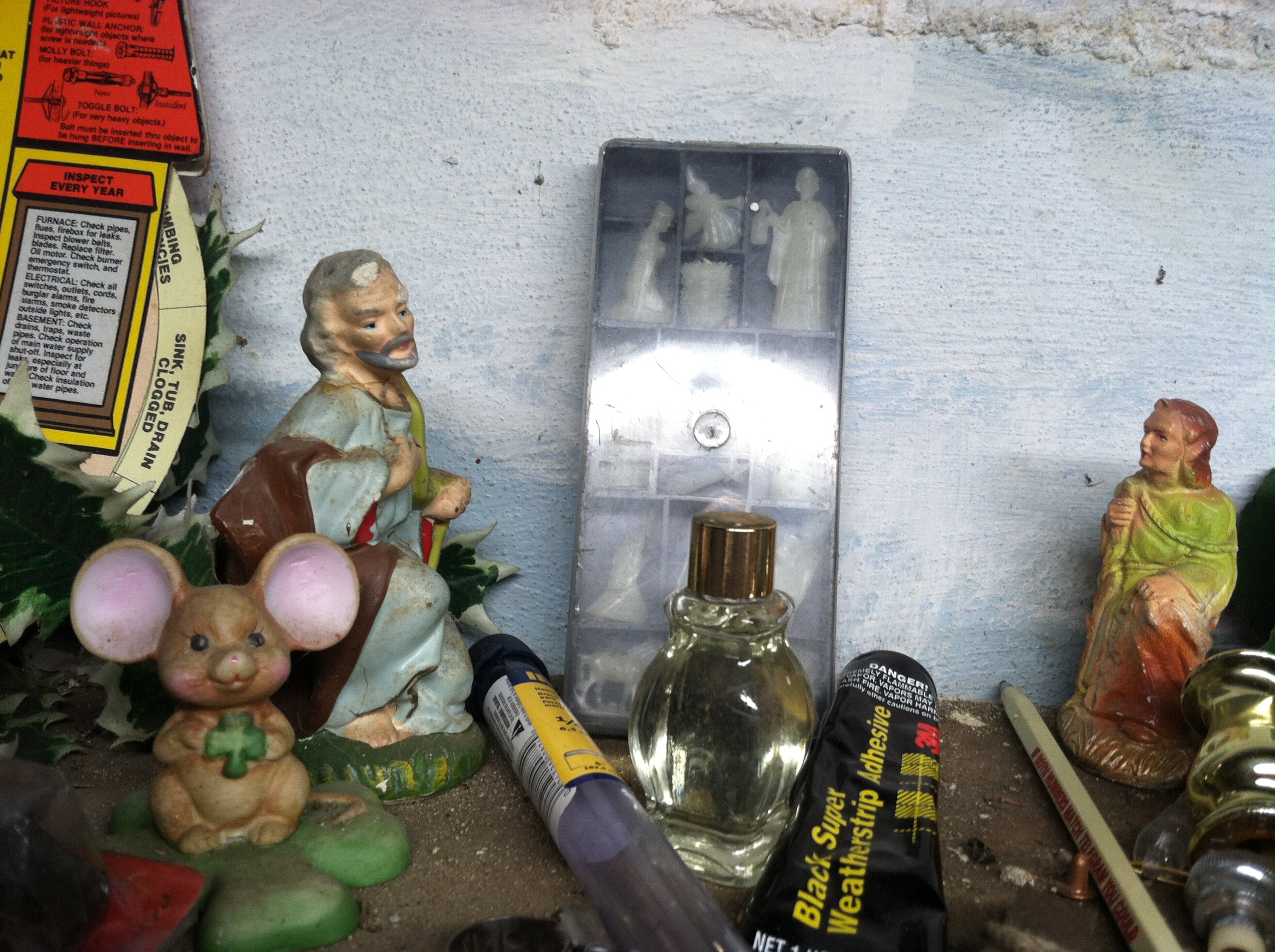 St. Joe, an unnamed shepherd, a large mouse and tiny saint statues along with cologne?
